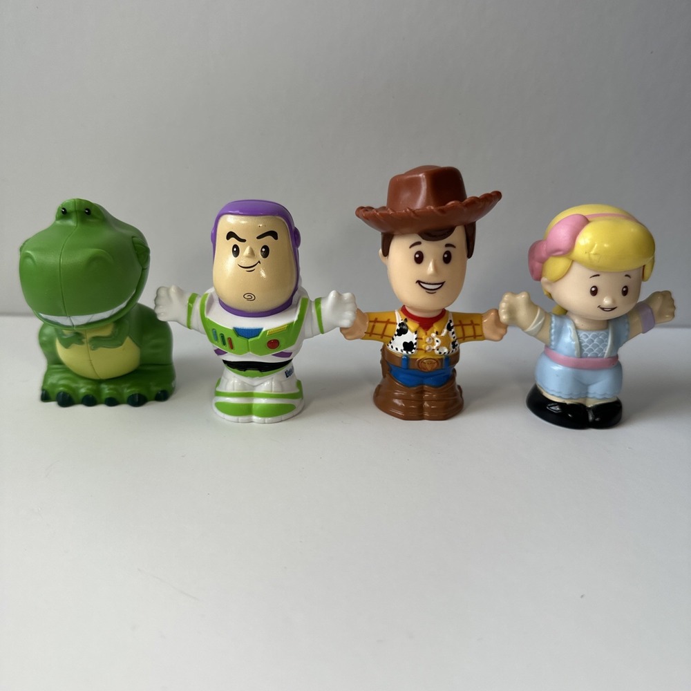 Little People Toy Story Lot Of 4, Woody, Buzz Lightyear, Rex Disney Pixar, & Bo